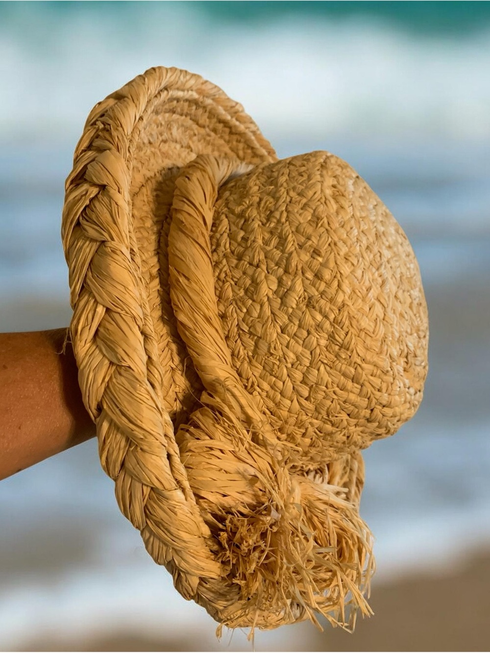 Raffia Natural Fiber Braided Rim Straw Sun Hat with tied Bow  Accent by Scala OS